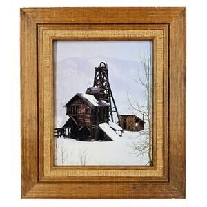 IMPACT 1981 LASER PRINT FRESH SNOW BLANKETS COLORADO MEMORY WOOD FRAME VINTAGE